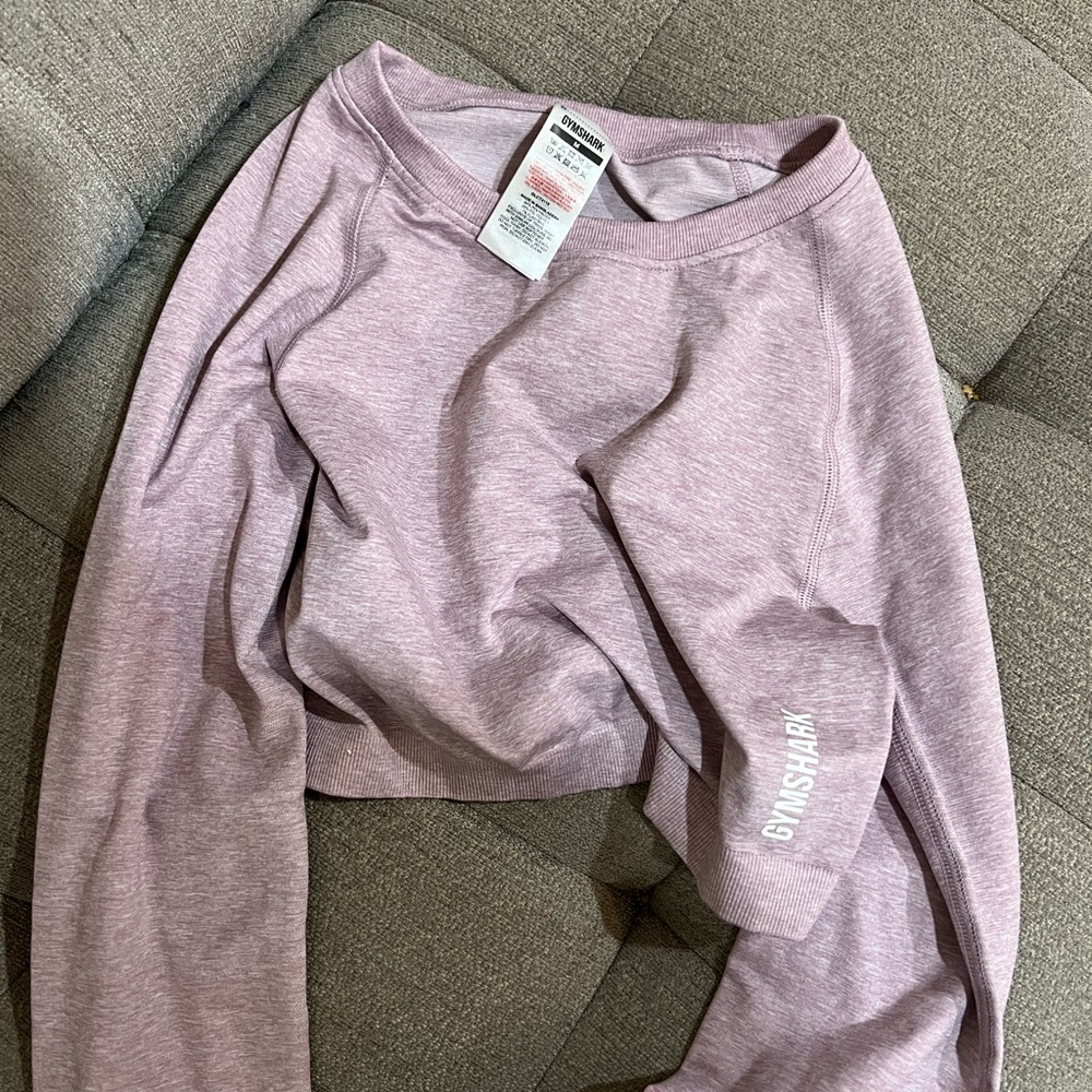 Gymshark cropped purple long sleeve exercise top